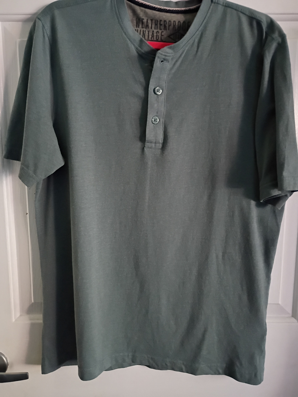Weatherproof Men’s Sage Green Henley Short-Sleeve Shirt